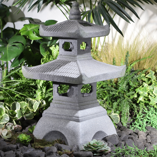 26 Inch Gray Lighthouse With Solar Window