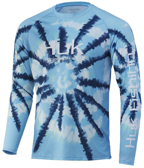 Huk Spiral Dye Pursuit Long Sleeve Shirt - Baltic Sea - X-Large