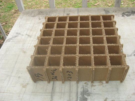 Cardboard Dividers 1000 peices 12" X 12" X 3" High 36 cell A 12-3-07DW