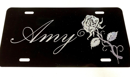 NEW Personalized Custom Rose Diamond Etched Engraved License Plate Car Tag Gift