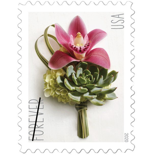 Contemporary Boutonniere Sheet of 20 USPS First Class Forever Postage Stamps Wed