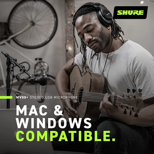 Shure Mv88+ Stereo Usb Microphone - Condenser Microphone For Streaming And Recor