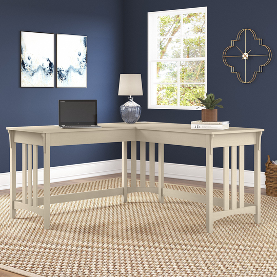 Salinas Antique White Open L Shaped Desk