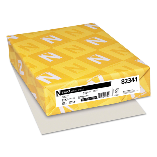 Wausau - Exact Vellum Bristol Card Stock, 67lb, Gray - 250 Sheets