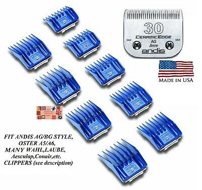 ANDIS 9 Guide ATTACHMENT COMB&CeramicEdge 40 BLADE SET Fit Oster A5 A6 Clipper