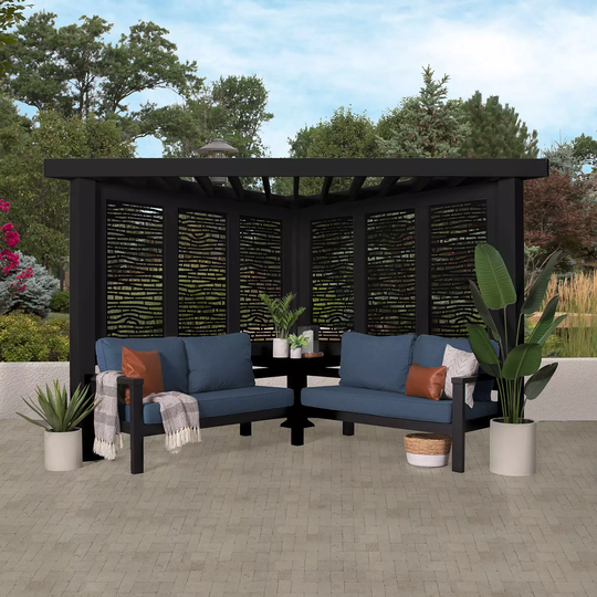Backyard Discovery Glendale Modern Steel Cabana Pergola with Conversation Seating (Spectrum Indigo) Assembled