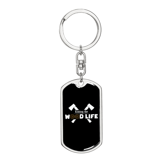Wood alive life pivot keyring dog tag cabinetmaker stainless steel or 18k g