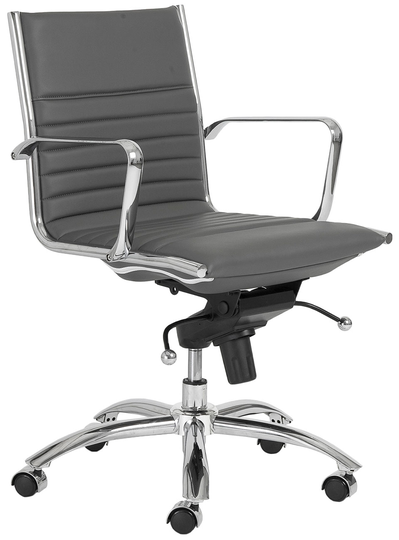 Euro Style Dirk Grey/Chrome Low Back Office Chair