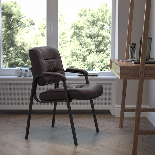 Flash Furniture Leather Reception Chair, Brown