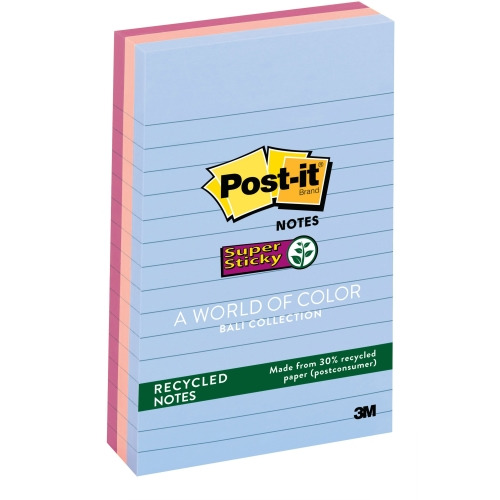 Post-it Super Sticky Lined Recycled Notes - Bali Color Collection