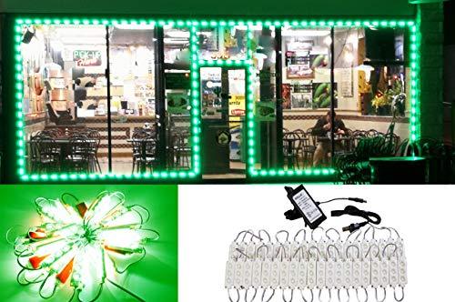 Storefront Window LED Light 40ft Brightest Green 5630 with UL Listed 12v Power S
