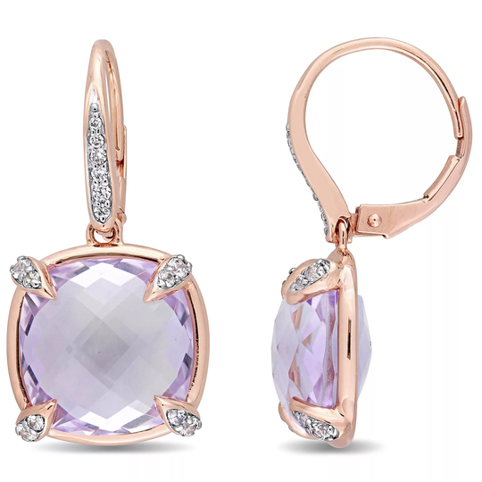 15.76 CT. TW. Gemstone Earring ROSE DE FRANCE 14K