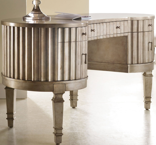 Hooker Furniture Silver Home Office Melange Fluted Kidney Desk