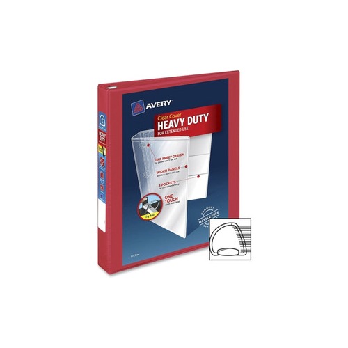 Avery® Heavy-Duty View 3 Ring Binder, 1" One Touch EZD Rings, Red