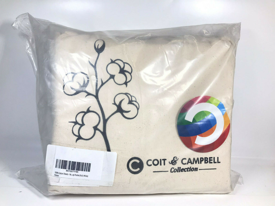 Coit & Campbell Full Size 100% Cotton Bed Sheets Set - 15" Deep Pocket WHITE