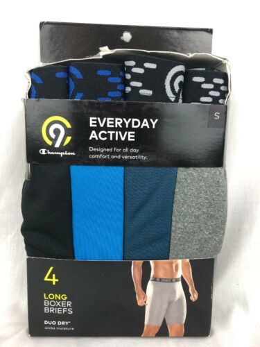 C9 Champion Men's Duo Dry Every Day Active Long Boxer Briefs 4Pk Small 28-30