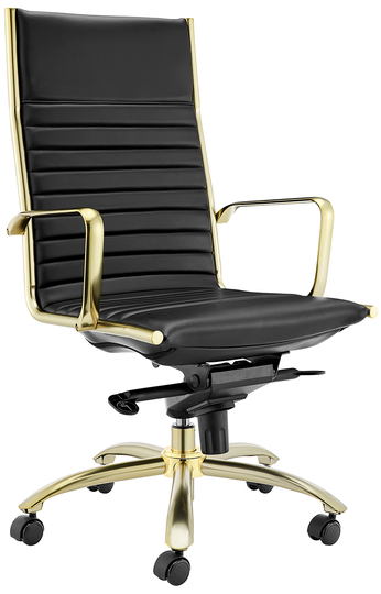 Euro Style Dirk Black & Gold High Back Office Chair