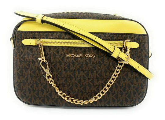 Neuf Michael Kors Jet Set Article Grand Ew Éclair Chaîne Sac Bandoulière Marron