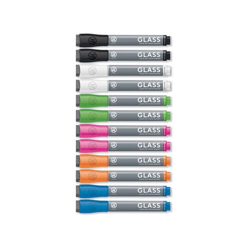 Bullet Tip Low-Odor Liquid Glass Markers with Erasers