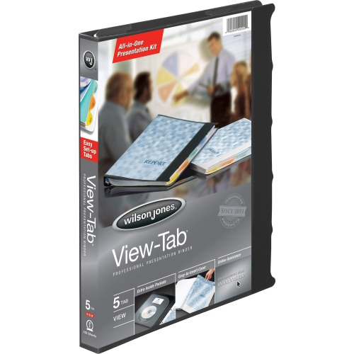 Wilson Jones View-Tab Presentation Binder, 5 Tab, Round Ring, 5/8