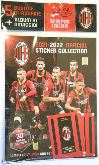 AC Milan 2021-2022 Empty Album + 5 Sticker Packs Official Collection