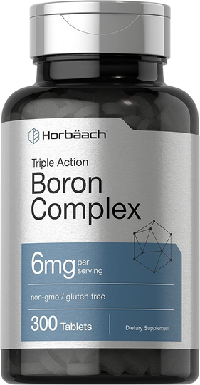 Triple Boron Complex 6 mg Supplement | 300 Tablets | Vegetarian, Non-GMO & Glute
