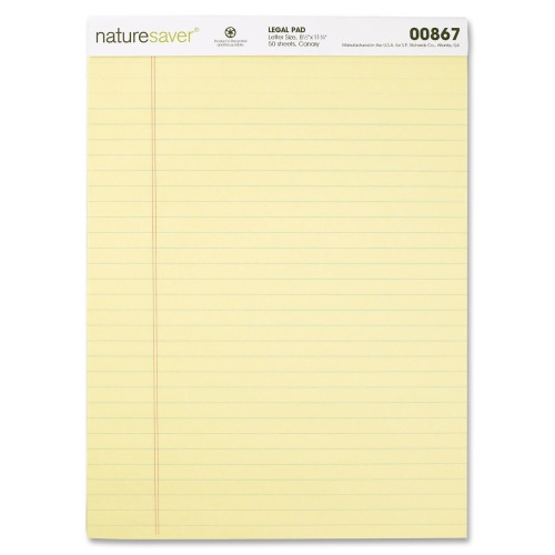 Nature Saver 100% Recycled Canary Legal Ruled Pads