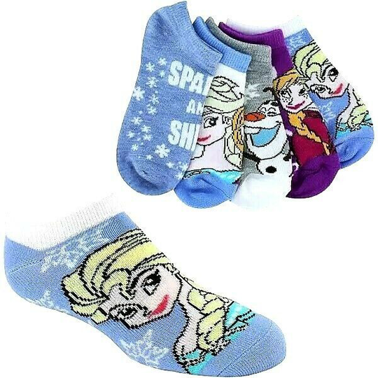 DISNEY FROZEN ANNA ELSA Low Cut Socks 5, 6 or 10-Pack Ages 2-4 (Shoe Size 7-10)