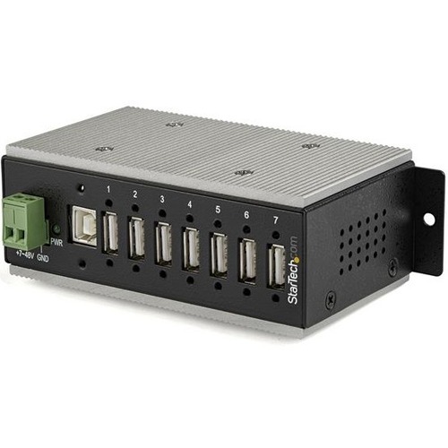 StarTech.com 7 Port Industrial USB Hub - USB 2.0 - 15kV ESD Protection - Surface Mount or DIN Rail Rackmount USB Hub - Metal Housing