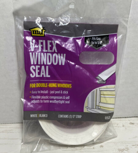 M-D V-Flex Window Seal 03525 17 ft L x 1/16in Weather Stripping White New