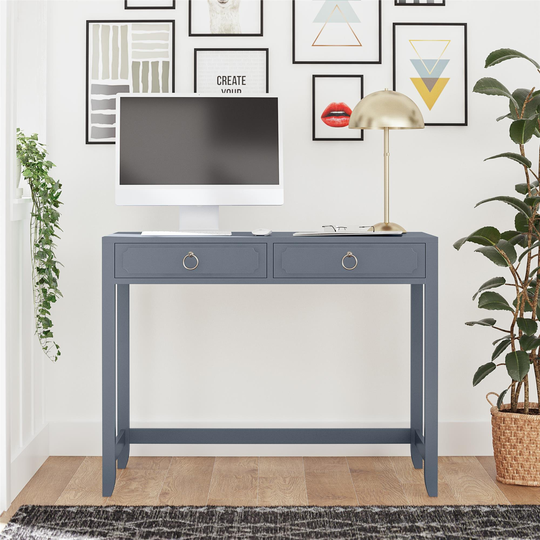 Her Majesty Blue 2 Drawer Writing Desk