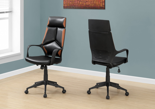 Black and Brown Upholstered Computer Chair