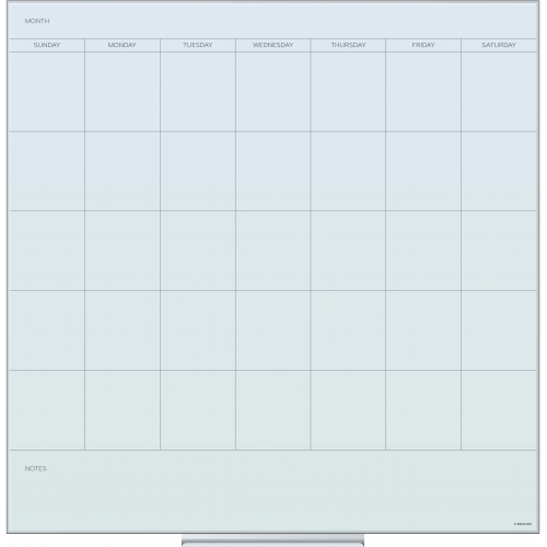 U Brands Floating Glass Dry Erase Calendar Board, 36 x 36 Inches, White Frosted Surface, Frameless