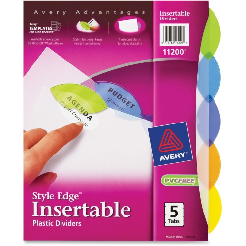 Avery Avery Plastic Binder Dividers, Insertable Multicolor Style Edge 5-tabs