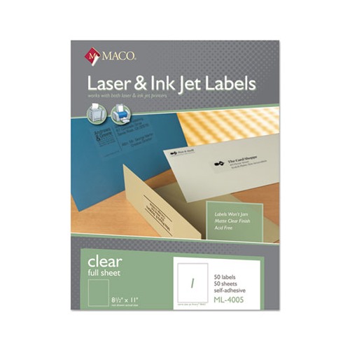 Laser/Inkjet Matte Clear Full Sheet Labels