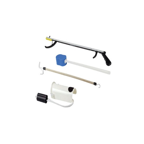 Hip Kit #8; 32" reacher, contoured sponge, sock and stocking aid, dressing stick