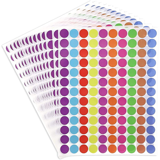 Color Coding Sticker Dots (2600 Count) .75 Inch, 10 Colors