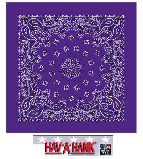 USA MADE Hav-A-Hank DARK PURPLE PAISLEY BANDANA Face Mask Neck SCARF Head Wrap