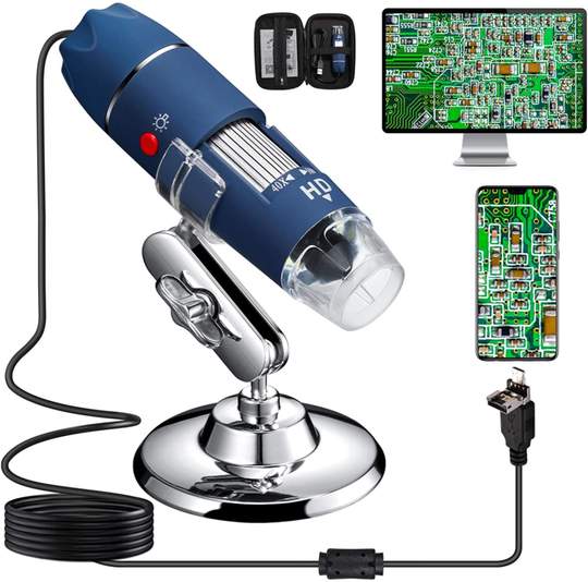 Bysameyee HD 2MP 2K USB Microscope, 40X to 1000X Magnification Digital Microscop
