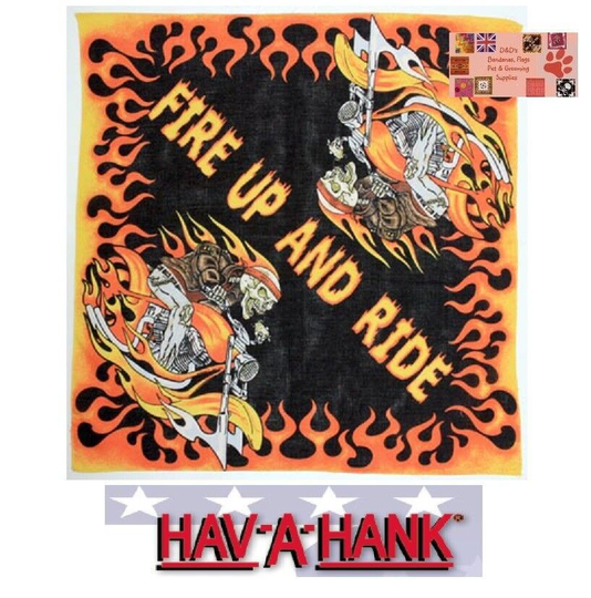 Fire UP&RIDE Skeleton SKULL HD Fire Chopper Biker Bandana SCARF Scarve Head Wrap