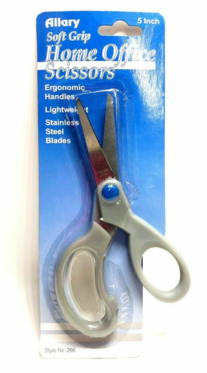 Lot of 2 - Allary Style #266 Soft Grip Home Office Scissors, 5", Grey