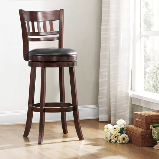 Marion Swivel Stool Window Back Dark Brown