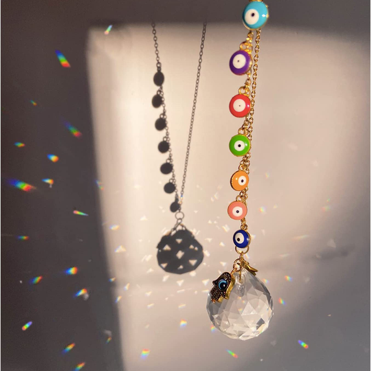 NEW!Evil Eye Crystal Suncatcher Spiritual Window Home Garden Decor Accessories