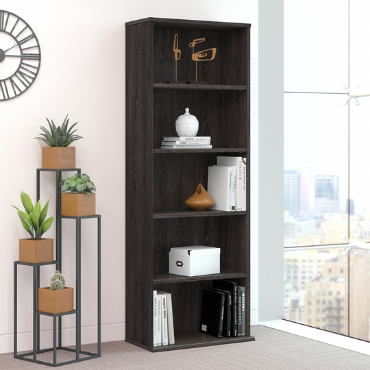 Kensington Charcoal Gray 5 Shelf Bookcase