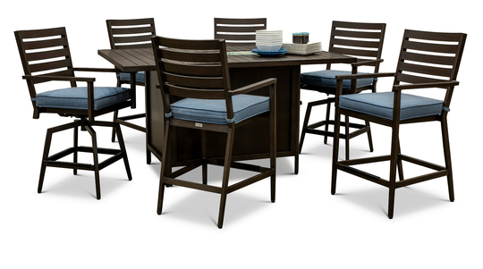 Adeline 7 Piece Patio Fire Pit Dining Table