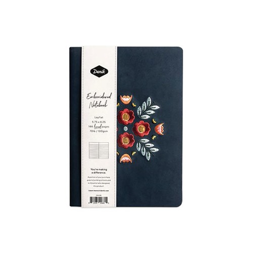 Embroidered Vegan-Suede Layflat Hardbound Journal