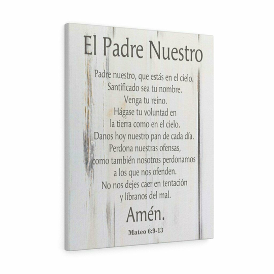 Scripture Toile Lords Prière Espagnol El Padre Nuestro Bois Blanc Chrétien Mural