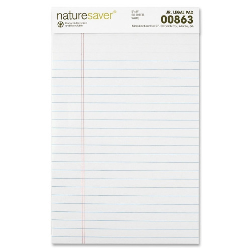 Nature Saver 100% Recycled White Jr. Rule Legal Pads - Jr.Legal