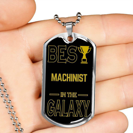 Meilleur Machinist IN The Galaxy Collier Acier Inoxydable Ou 18k Or Chien Tag W