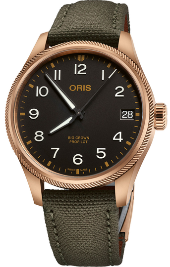 Oris Big Crown ProPilot Big Date Black Dial Olive Textile Watch, 41mm